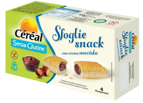 CEREAL SENZA GLUTINE SFOGLIE SNACK CREMA NOCCIOLA 4 MONOPORZIONI - Farma Nice