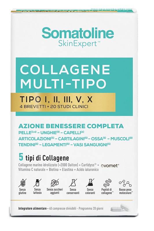 SOMATOLINE COLLAGENE MULTI TIPO 40 COMPRESSE 1025 MG SENZA GLUTINE SENZA LATTOSIO - Farma Nice