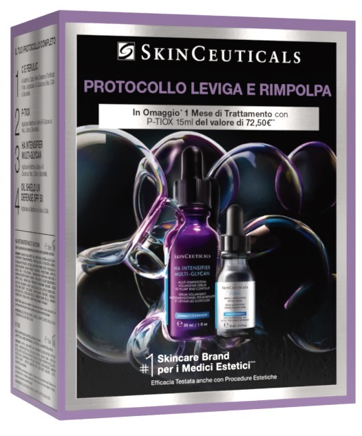 SKINCEUTICAL PROTOCOLLO LEVIGA & RIMPOLPA 1 HA INTENSIFIER MULTI-GLYCAN 30 ML + 1 P-TIOX 15 ML - Farma Nice